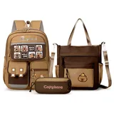 WANWEN Capybara Rucksack Kinder, Capybara Rucksack Set, Wasserdicht, Ergonomisch, Leicht, Geeignet für Jungen und Mädchen, Geeignet für Schule und Freizeit (D)