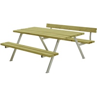 Plus Picknicktisch Alpha Stahl-Holz 177 x 173 x 73 cm natur mit Rückenlehne