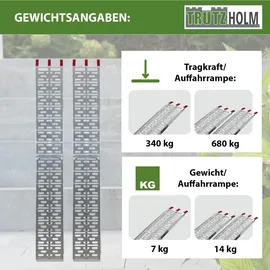Trutzholm Auffahrrampe 228 cm 680 kg klappbar Aluminium gelocht silber 2 St.