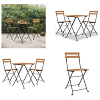 vidaXL 3 tlg. Bitro Set Klappbar Massivholz Teak und Stahl - Bistro Set - Bistro Sets - Bistro Set Klappbar - Gartenmöbel Set