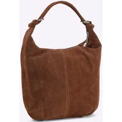 Beuteltasche HEINE, Damen, Gr. B/H/T: 39cm x 49cm x 2cm, braun (cognac), Leder, unifarben, Taschen