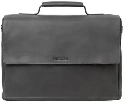 Laptoptasche Perc 15", Leder, dunkelgrau