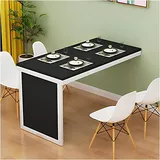 Klappbarer wandtisch, klappbar schwimmender wandtisch, wandklapptisch nimmt keinen platz ein, wandtisch aus massivem holz, klapptisch wand für home office garage garten waschküche(Black,90*50cm)