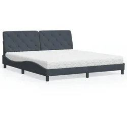 Bett mit Matratze – Dunkelgrau, 180x200 cm, Samt – Luxuriöser Schlafkomfort