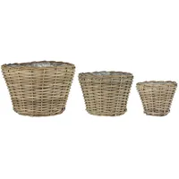 Ib Laursen - 3x Pflanzkorb Blumentopf Blumenkorb Korb Rattan Innenfolie 3760-18