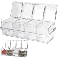 TTBDDM 4 in 1 Küche Gewürz Box Set, Spice Dosen, Würze Box, Abnehmbar Spice Dosen, Küchen Gewürzbehälter, mit Deckel und Löffel, zur Aufbewahrung von Salz, Pfeffer, Zucker, Zucker, Gewürzen