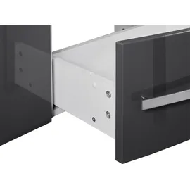 WELLTIME Waschtisch WELLTIME "OSLO", grau (anthrazit, weiß), B:90cm H:50cm T:44cm, Waschtische, Waschtisch, Breite 90 cm, Badmöbel mit geschwungener Front, Ablage links