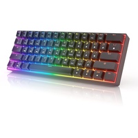 GK61s Mechanische Gaming-Tastatur – 61 Tasten RGB beleuchtete LED-Hintergrundbeleuchtung, PC/Mac Gamer (Gateron Mechanische Brown, Schwarz)