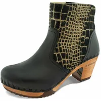 Woody Damen Tanja Clog Stiefelette, Schwarz-Cocco Gold, 41 EU