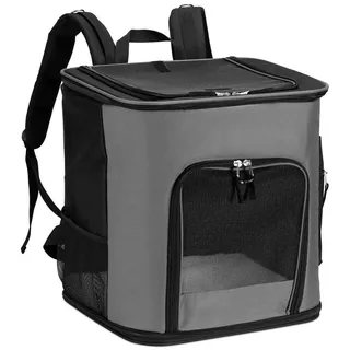 Navaris Rucksack für Hund Katze gepolstert Hunderucksack Katzenrucksack mit Bauchgurt - 41x34,5x43cm Haustier Backpack faltbar - Traglast 12kg