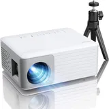 AKIYO Mini Beamer Handy, 2025 Upgrade AKIYO O1 Beamer Klein 1080P Unterstützt mit 50%Zoom, ±50°Keystone, 15000L Outdoor Projektor für Smartphone, Beamer Heimkino Kompatibel mit TV Stick/HDMI/USB(mit Stativ)