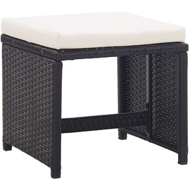 vidaXL Polyrattan Set 11-tlg. schwarz/cremeweiß