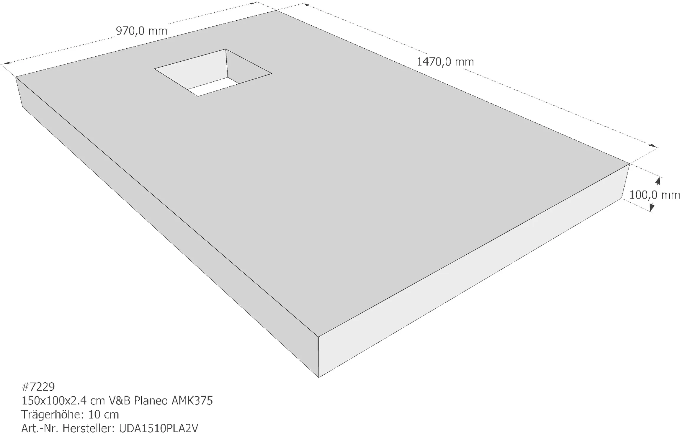 Duschwannenträger für Villeroy & Boch Planeo 150 × 100 × 2,4 cm