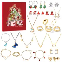 Adventskalender Schmuck 2024 Kinder Mädchen, Weihnachten Kalender Halskette Armband Ringe Ohrringe Weihnachtskalender Schmuck Kit Weihnachten Geschenk für 5 6 7 8 9 10 11 12 Jahre