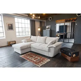 KAWOLA Sofa DAMETO Ecksofa Bettsofa Schlafsofa mit Stauraum Cord weiß
