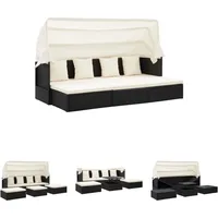The Living Store - Garten-sonneninsel Mit Dach Schwarz Poly Rattan - Gartenbetten - Schwarz