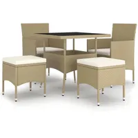 vidaXL 5-tlg Garten-Essgruppe Poly Rattan Beige