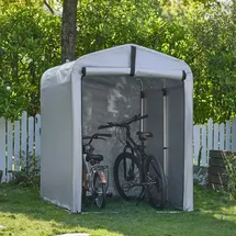 SoBuy Fahrradgarage für 1-2 Fahrräder, wetterfest, grau, silber