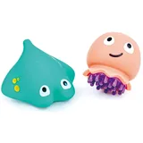 HaPe Badespielzeug Meeresbewohner - Badefiguren Meeresbewohner, Oktopus und Rochen mit Massagefunktion, Wasserspielzeug und Babybürste, BPA-frei & leicht zu reinigen, für Kinder ab 12 Monaten