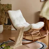 NRNQMTFZ Rocking Chairs,Schaukelstuhl Sessel Relaxsessel,schaukelstuhl Rattan Outdoor,bequemer Lesestuhl,Stoffsofa,für Wohnzimmer/Schlafzimmer/Balkon(White)