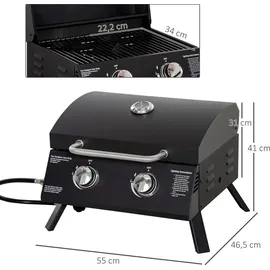 Outsunny Tischgrill Gasgrill Schwarz