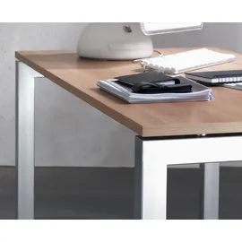 Hammerbacher Schreibtisch buche rechteckig, 4-Fuß-Gestell silber 80,0 x 80,0 cm