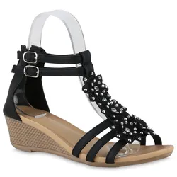 Damen Keilsandaletten in Schwarz