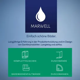 Marwell Dusche Komplett Marwell Dampf Duschkabine Spa Round 95x95x218cm - Fertigdusche im komplett Set mit Acrylwanne und Armatur - mit LED Regendusche - R...