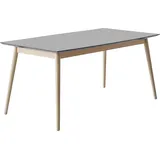 Hammel Furniture Esstisch "Meza Designtisch mit Auszugsfunktion und 2 Einlegeplatten", grau (graphit, naturfarben), B:165cm H:73,5cm T:90cm, Tischplatte: Graphit nanobehandeltes Fenix-Laminat (schwarzer Rand), Gestell: Weiß pigmentiertes Eiche;Mit nanobehandeltem Laminat,