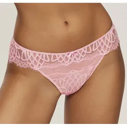 String LASCANA "Cara", Damen, Gr. 48/50, rosa (rosa, puder), Spitze, Obermaterial: 87% Polyamid, 13% Elasthan, körpernah, Unterhosen, aus dezent transparenter Spitze, anteilig aus recyceltem Material