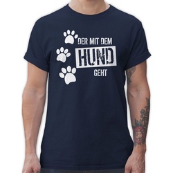 Shirtracer T-Shirt Der mit dem Hund geht - Geschenk für Hundebesitzer - Herren Premium T-Shirt Hund Hundeliebhaber Hundefreunde blau 3XL