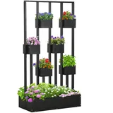 Outsunny Blumenkasten schwarz Holz, 45x170x90 cm Gartenzubehör, Blumentöpfe