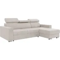 MEBLINI Schlafcouch mit Bettkasten - Ecksofa mit Schlaffunktion - Sofa mit Relaxfunktion und Kopfstützen - Couch L-Form - Eckcouch - Wohnlandschaf... - Beige