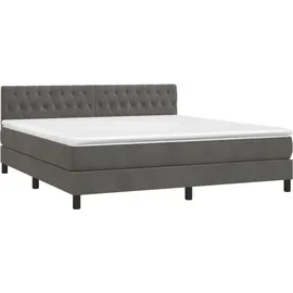vidaXL Boxspringbett mit Matratze & LED Dunkelgrau 160x200 cm Samt