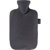 Fashy Wärmflasche 2.0 L, Vliesbezug, Thermoplast, Anthrazit