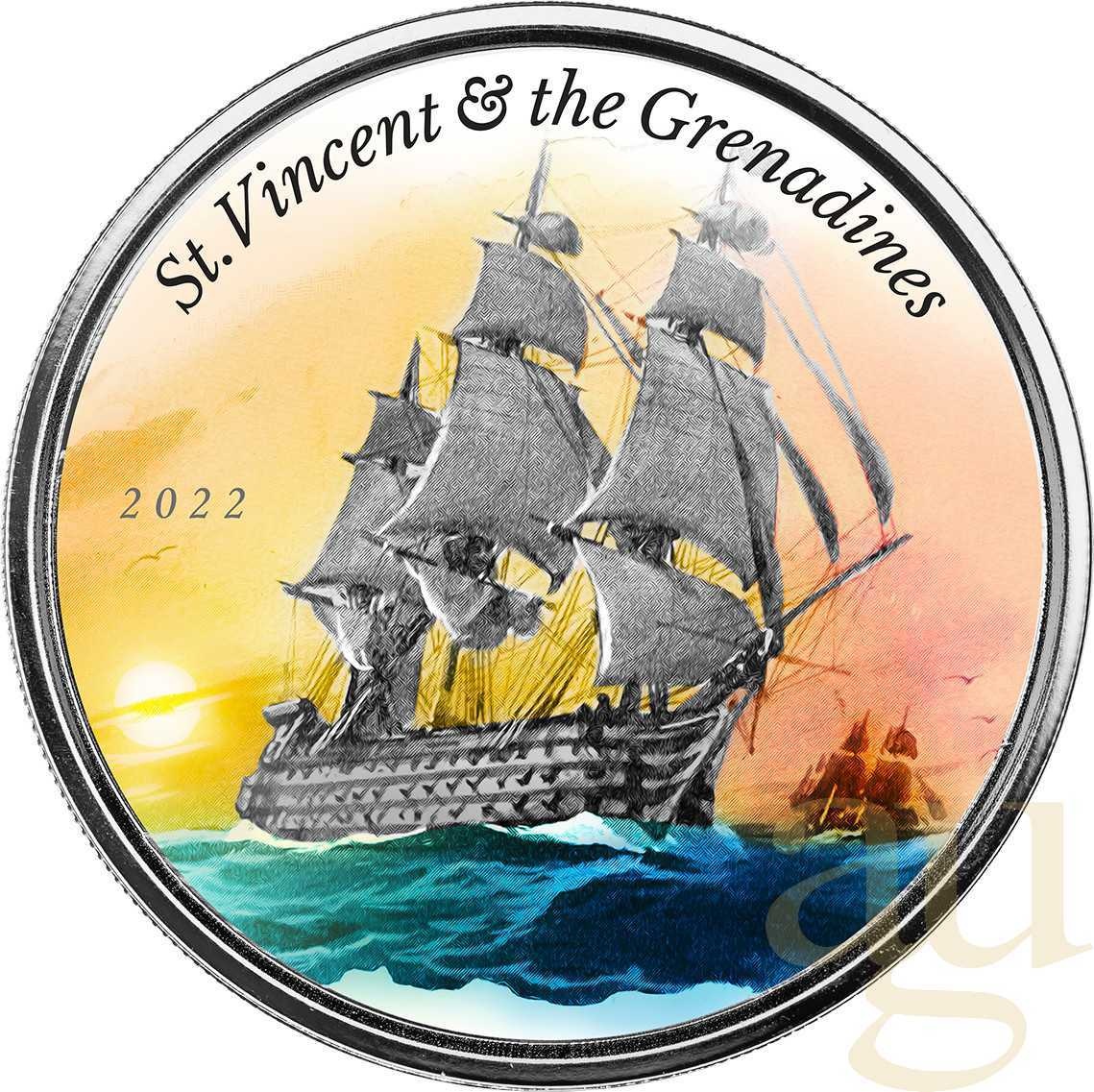 1 Unze Silbermünze EC8 St. Vincent & The Grenadines - Warship 2022 - coloriert
