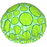 Grüne Zitronen-Badekappen für Kinder, Haarkappe, wiederverwendbare Duschkappen, weiche und elastische Dusch-Haarkappe für langes Haar, kurzes Haar, lockiges Haar