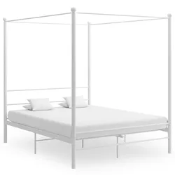 vidaXL Himmelbett Weiß Metall 160x200 cm