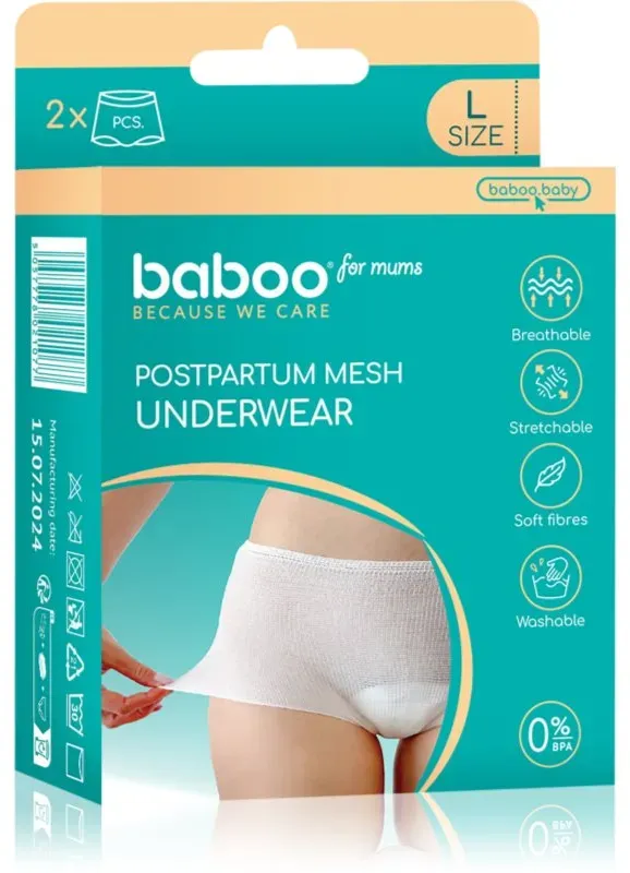 Baboo Postpartum Mesh Pants Wöchnerinnen-Slips Größe L 2 St.
