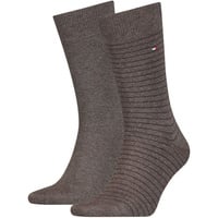 2er Pack TOMMY HILFIGER Small Stripe Socken Herren 778 - oak 47-49