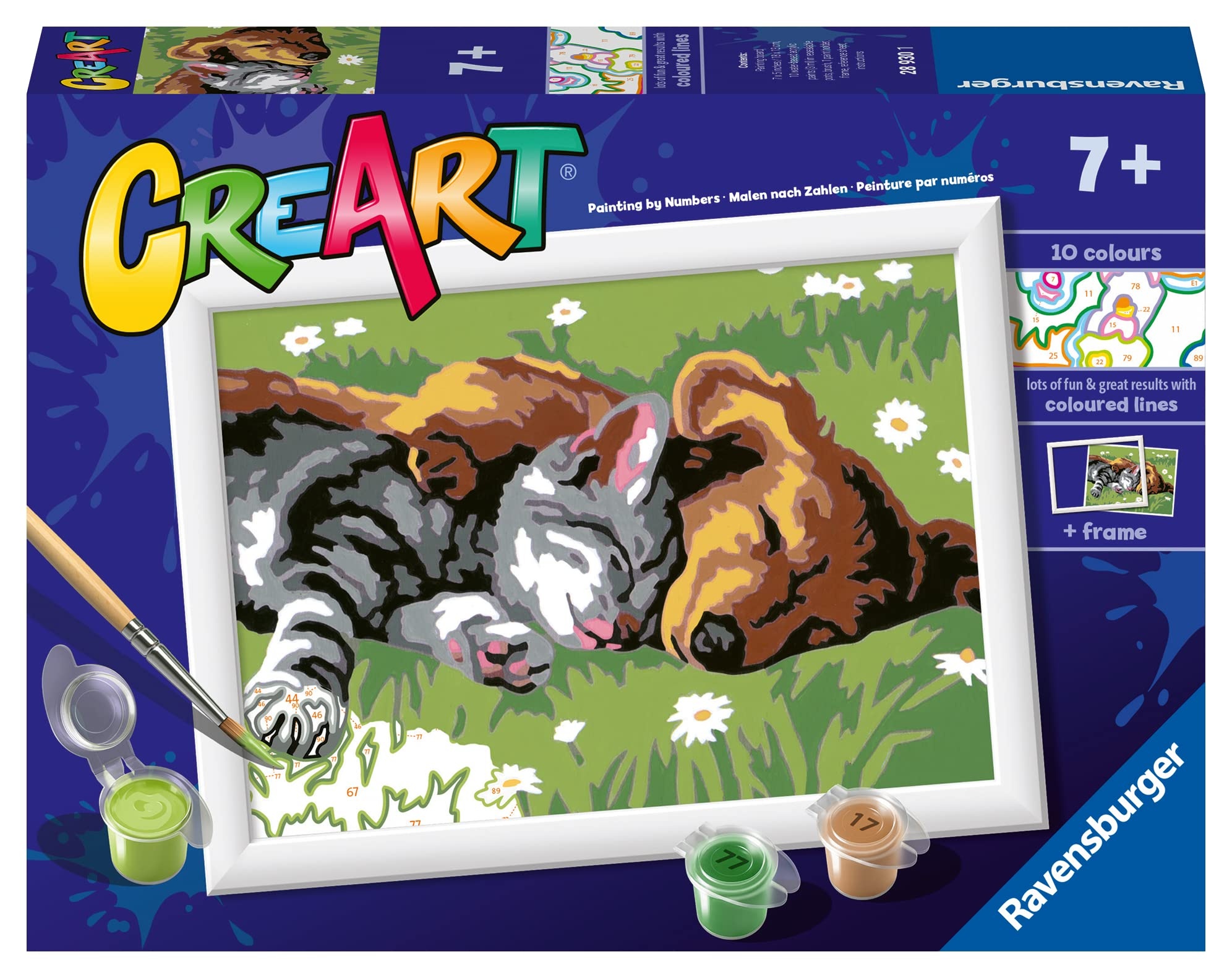 Ravensburger CreArt Sleeping Cats and Dogs Paint by Numbers for Children - Painting Arts and Crafts Kits for Ages 7 Years Up