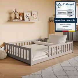 Kids Collective Kinderbett Bodenbett 140 x 200 cm Kiefer grau
