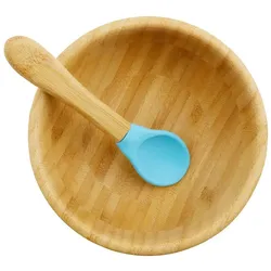 BIOZOYG Baby-Schale blau 2 teilig, Babyschale, Babygeschirr mit Saugnapf aus Silikon für sicheren Halt, Baby Teller, Kinder Schale, Baby Essgeschirr