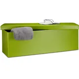 Relaxdays Faltbare Sitzbank HxBxT 38 x 114 x 38 cm, XL Kunstleder Sitztruhe, Aufbewahrungsbox mit Stauraum, grün