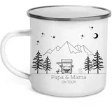 Little Mathilda Emaille Tasse personalisiert mit Namen, Camping Becher Wohnmobil Geschenk für Camper, Personalisierte Camping Tasse mit Namen Geschenke wohnmobil Wohnwagen Zubehör Edelstahl (2er Set)