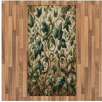 Teppich Flachgewebe Deko-Teppiche für das Wohn-,Schlaf-, und Essenszimmer, Abakuhaus, rechteckig, Blätterdruck Wirbelnde Äste Efeu braun|grün 80 cm x 150 cm