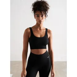 Damen Yoga Sport-BH Gerippt Nahtlos Schwarz SCHWARZ XS