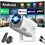 Mini Projector 4K Full HD 1080P [2026 Model] Mini Beamer with WiFi 6 and Bluetooth 5.2 & 270° Rotation Portable Projector with Automatic Keystone Correction HDMI/TV Stick/Memory Stick/Laptop,White