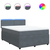 vidaXL Boxspringbett mit Matratze Dunkelgrau 140x200 cm Samt
