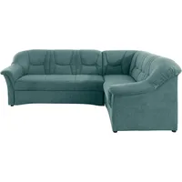 Ecksofa DOMO COLLECTION "Sarafina zeitlos&bequem, optional mit Federkern, Breite 240cm, L-Form", blau (petrol), B:240cm H:83cm T:190cm, Microfaser PRIMABELLE (100% Polyester) / Struktur (90% Polyester; 10% Polyacryl);Luxus-Microfaser (92% Polyester, 8% Nylon);Microfaser PRIMABELLE (100% Polyester), Sofas, Ecksofa, wahlweise mit Bettfunktion
